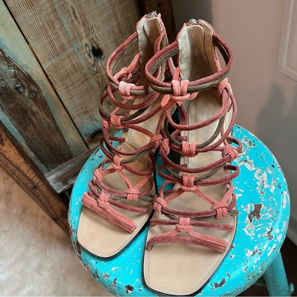 rag & bone Multi color green orange Strappy heels size 6.5 Genuine leather…